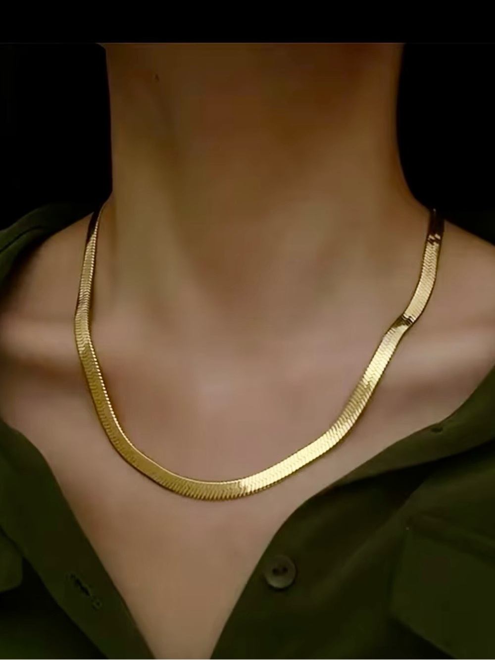 Gold Herringbone Necklace